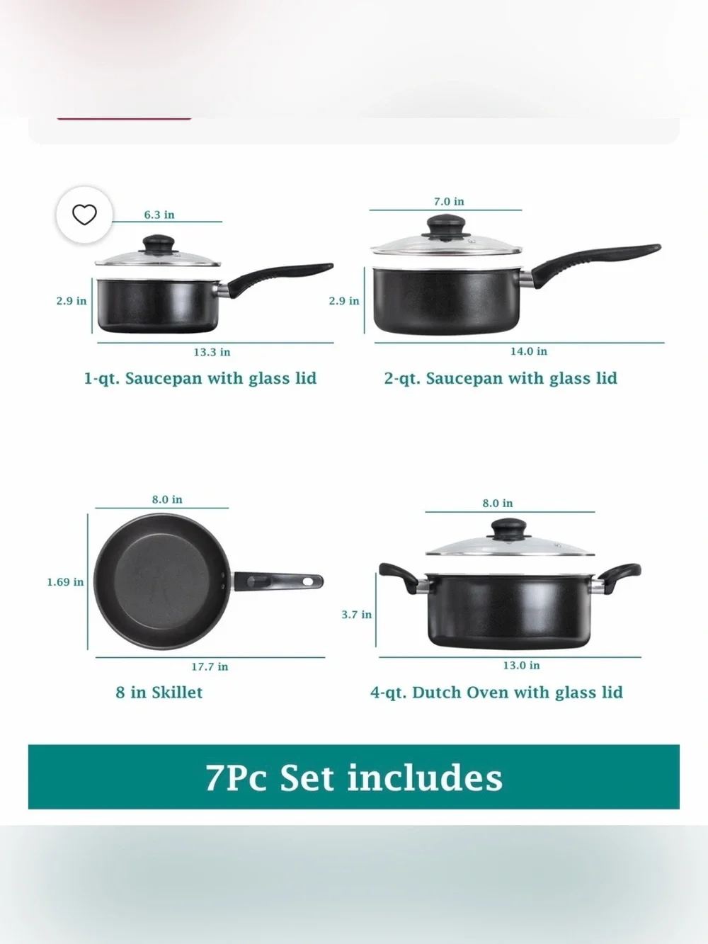 Tools Of The Trade Basics Black 7-Piece Non Stick Aluminium Cookware Set